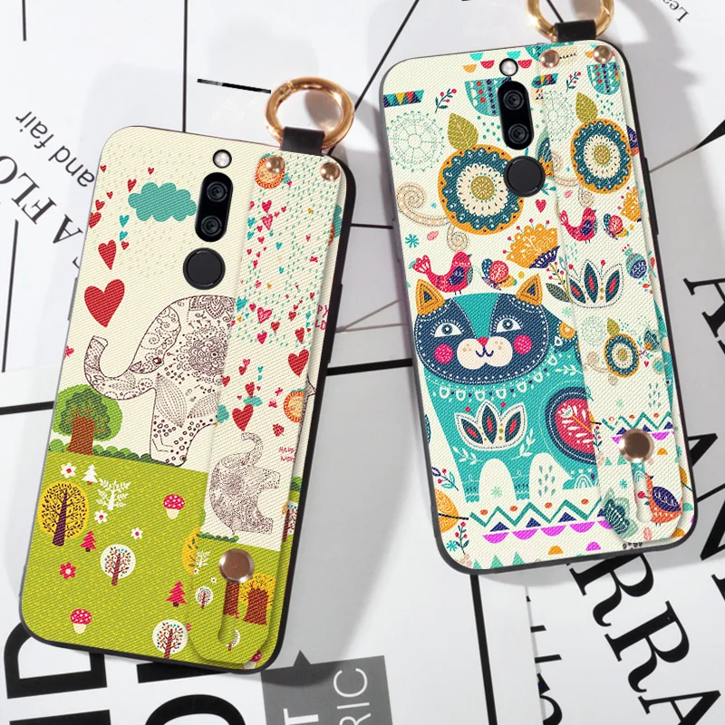 

Wrist strap Cases For Xiaomi Black Shark Cute Animal Cartoon Cat Cases For Pocophone F1 POCO F1 Silicone Scrub Cover