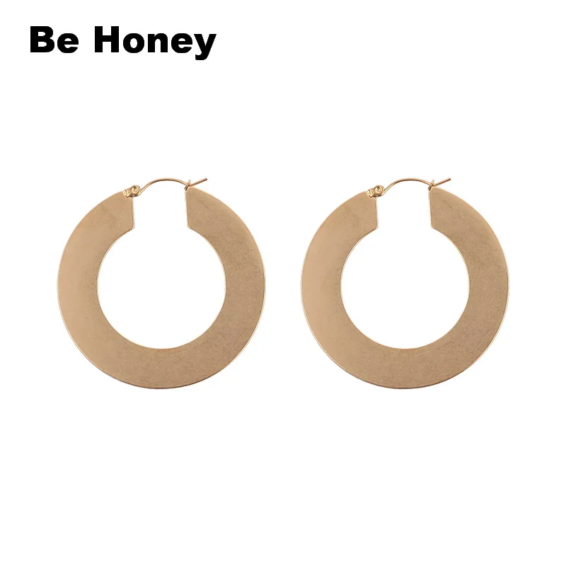 

Vintage Simple Alloy Hollow Circle Gold Color Handmade Wire Drawing drop Earring Punk Brincos Femme copper Accessories