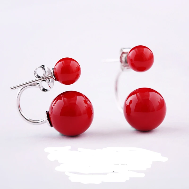 NEW Simulated Pearl Jewelry Earrings For Women Girls 925 Sterling Silver Needle Double Pearls Wedding Gift | Украшения и