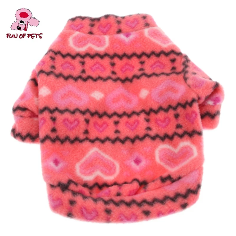 

2017 Cute Loving Heart Fleece T-shirt for Pets Dogs Warm Winter Dog Clothes Pet Suppliers Dog Shirts