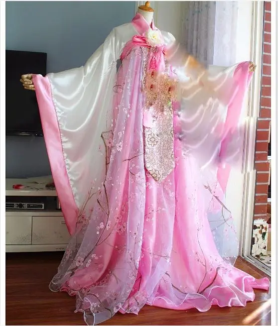 

JinQue 4 Designs Pink Chiffon Fairy Lolita Princess Hanfu Cos Jun Fu of TV Play HuaXuYin Female Drama Photography Hanfu Costume