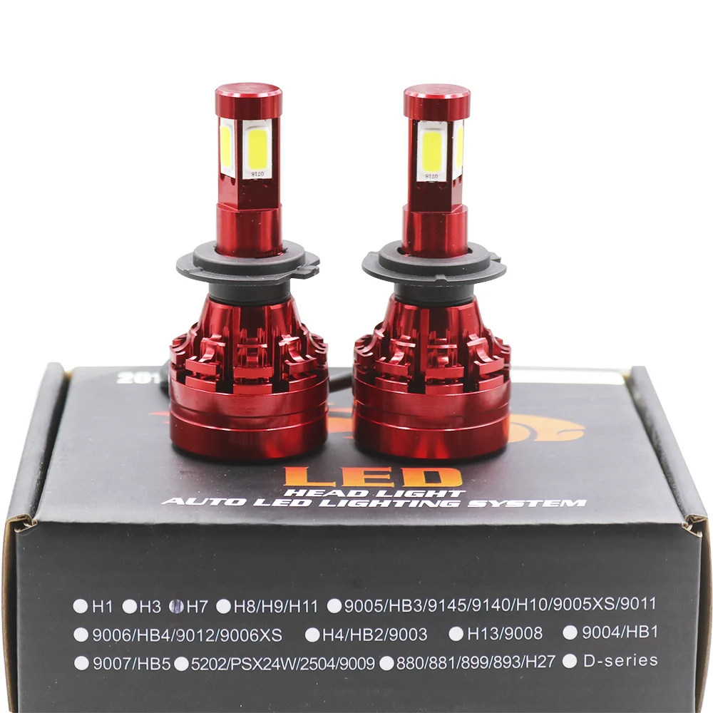 2pcs Automobiles Led Lamp H7 H4 H8 4-Side Design Headlight 80w 16000lm DRL Lights Car Light Bulbs 6000k 12v Headlamp Turbo Fans |