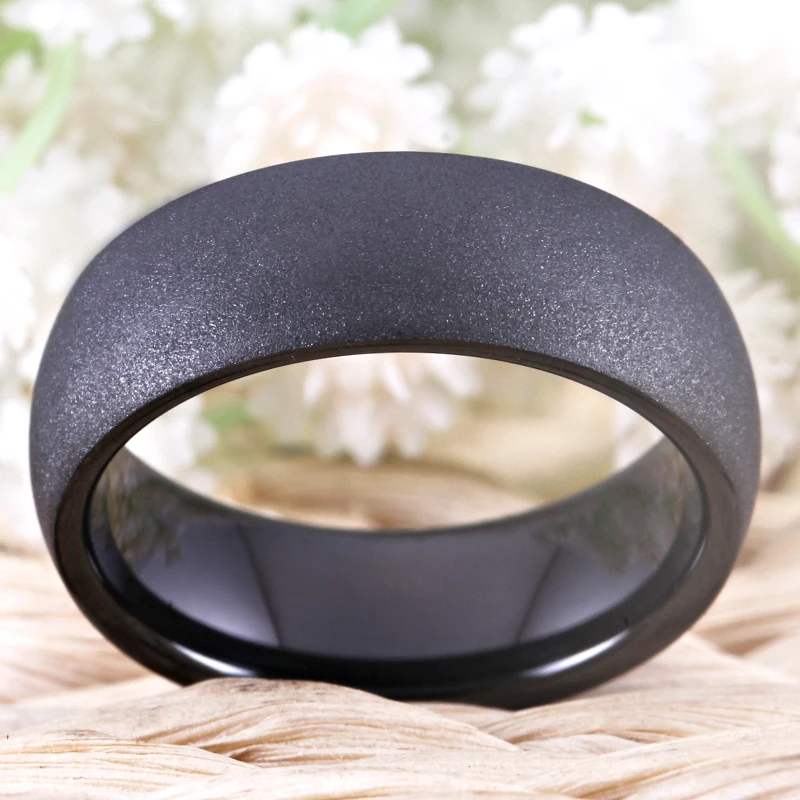 Classic Wedding Band Ring Sand Blasted Black Tungsten Ring Men and Women Engagement Anniversary Gift Party Jewelry Comfort Fit