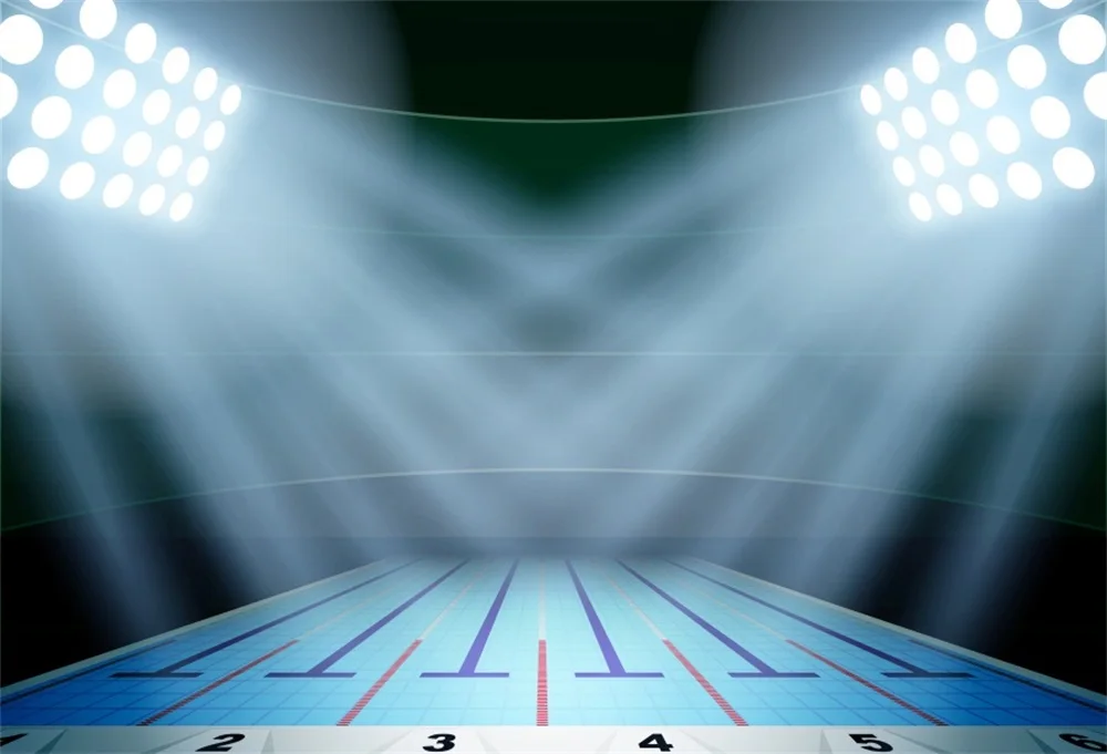 

Laeacco Stadium Interior Swimming Pool Lighting Scene Photography Backgrounds Customized Photographic Backdrops For Photo Studio