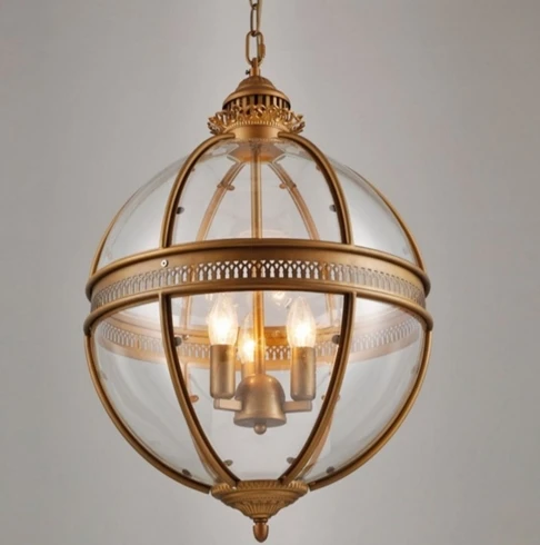 Vintage Loft glass globe Pendant Light Iron Round Ball ...