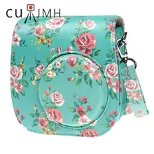 New Flower PU Leather Bag font b Case b font Cover with Shoulder Strap For Fujifilm