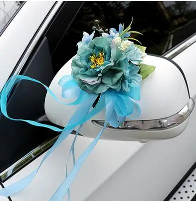 Искусственный цветок, шелковая лента, для свадьбы, для празднования свадьбы, украшение автомобиля, цветок, дверные ручки, зеркало заднего вида, украшение - Цвет: A