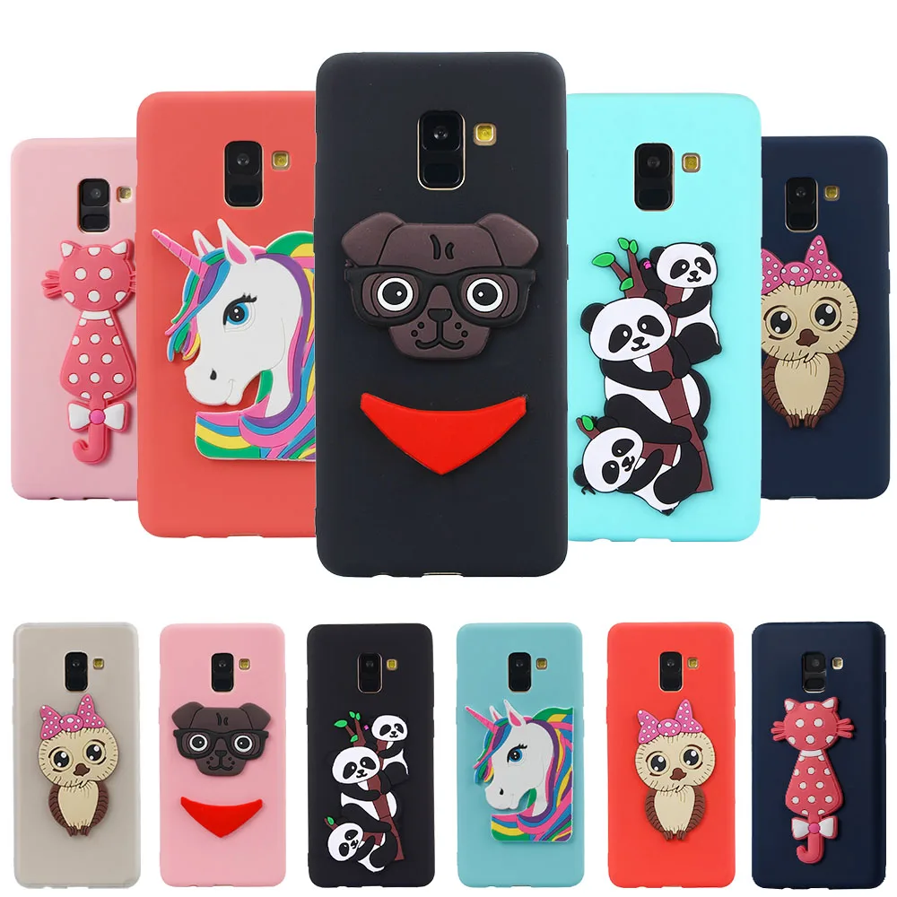 for Samsung Galaxy A8 Plus (2018) Case 3D Painted Pattern Silicone Patch Animal Cartoon Soft TPU Protective Shell Mobile Phone |