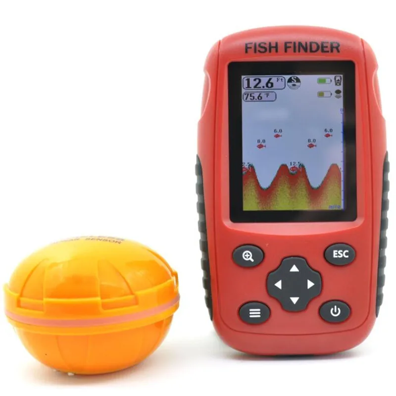 اللاسلكية صياد السمك الروسية الإنجليزية القائمة 125 kHz الاستشعار سونار صدى أسلم للماء Fishfinder ffw718 نسخة مطورة