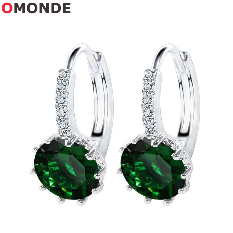 

Colorful Cubic Zircon Hoop Earrings Red Green Crystal Stone Charms for Korea Women Delicate Fashion Engagement Jewelry Wholesale