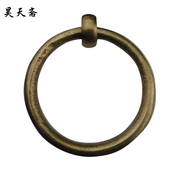 

[Haotian vegetarian] Chinese antique bronze ring handle copper door handle HTA-109 tri-color circle section