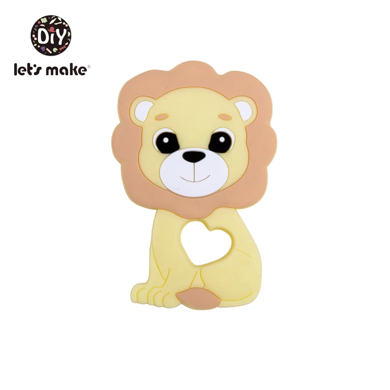 best items for teething baby Let's Make Silicone Teether Lion Shape 1pc Newest Animals Lion Teether For Teeth DIY Teething Pacifier Clips Food Grade Tiny Rod best Baby Teething Items Baby Teething Items