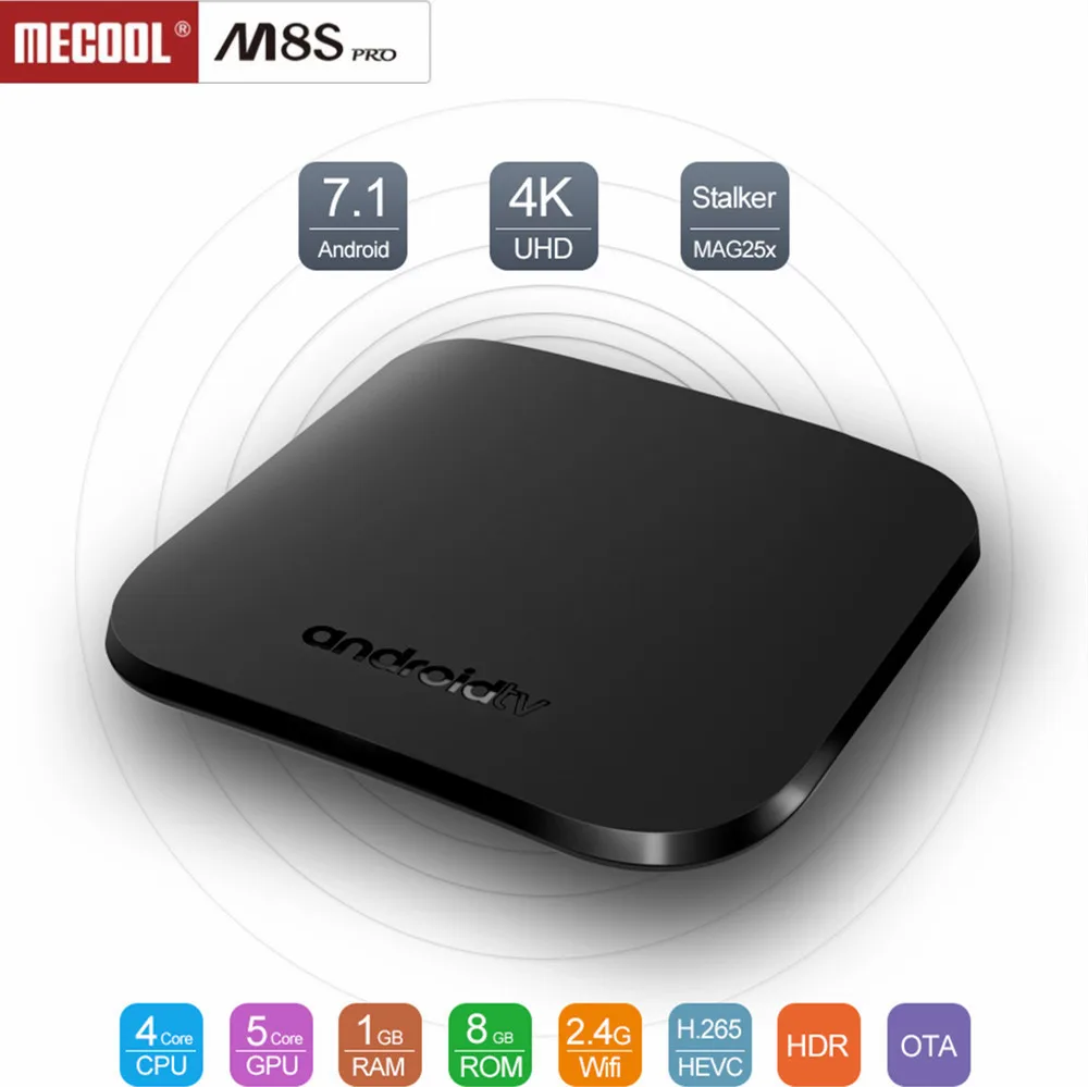 

MECOOL M8S Plus W TV Box Android 7.1 2.4G Wifi 4K Smart TV BOX Amlogic Quad core 1GB 8GB Set Top Box Media Player H.265 Stalker