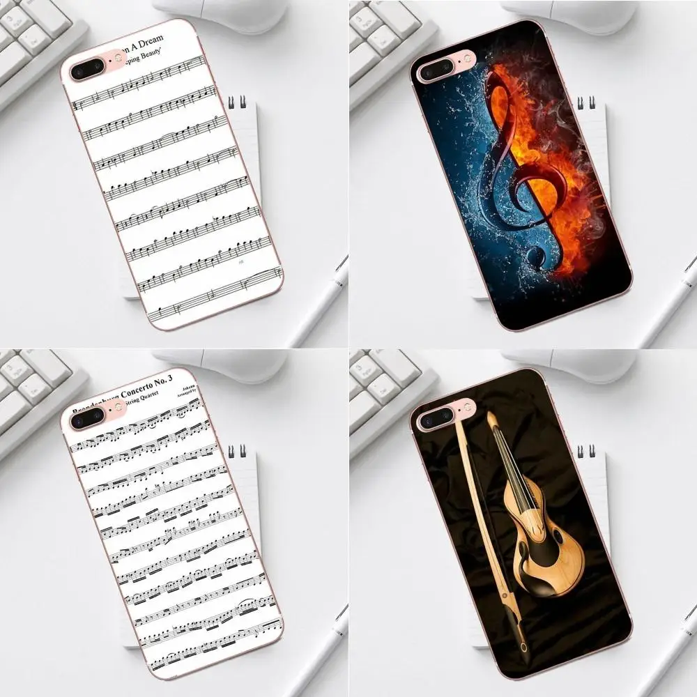 

Qdowpz Violin Music Musical Note Silicone Case For Galaxy Alpha Core Prime Note 4 5 8 S3 S4 S5 S6 S7 S8 S9 mini edge Plus