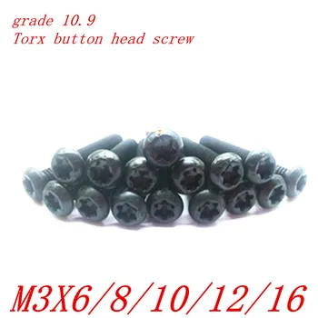 

100Pcs grade 10.9 M3*6/8/10/12 alloy steel with black half round torx six-lobe socket button head screw