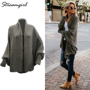 

Streamgirl Batwing Cardigan Female Outwear Long Knitted Cardigan Women Autumn 2018 fall fashion oversize Knitted Cardigans Coat