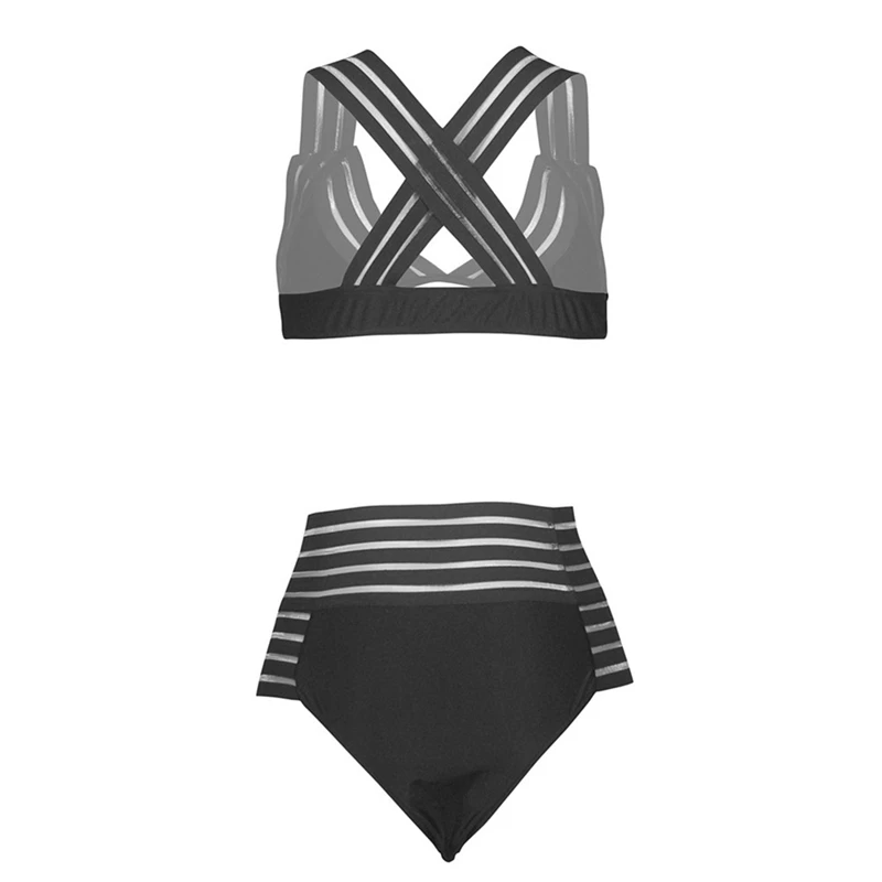  Black Hot Sexy Mesh High Wait Swimsuit Bikinis Swimwear Women's Swimsuits Bikini Set High Waisted Sport Suit Costumes Online 