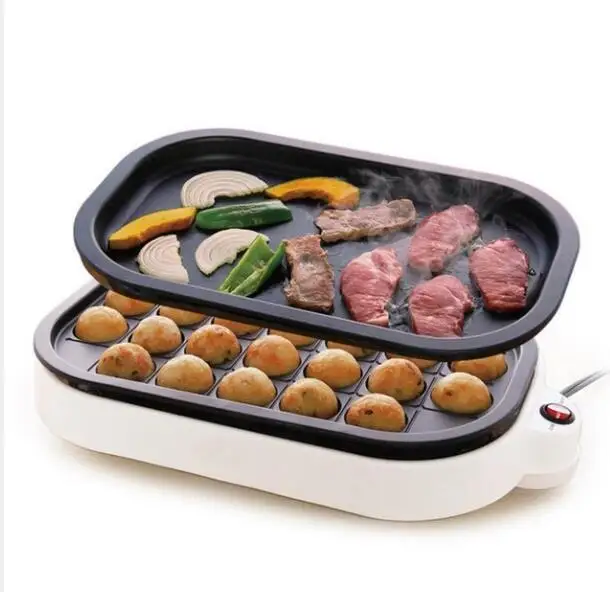 Muitifunction Takoyaki Maker BBQ Grill Mini steak Frying pan 24 holes