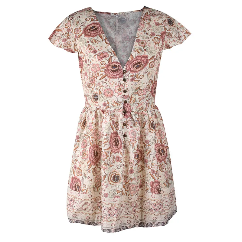 Forefair Retro Boho Dress Mini Summer (4)
