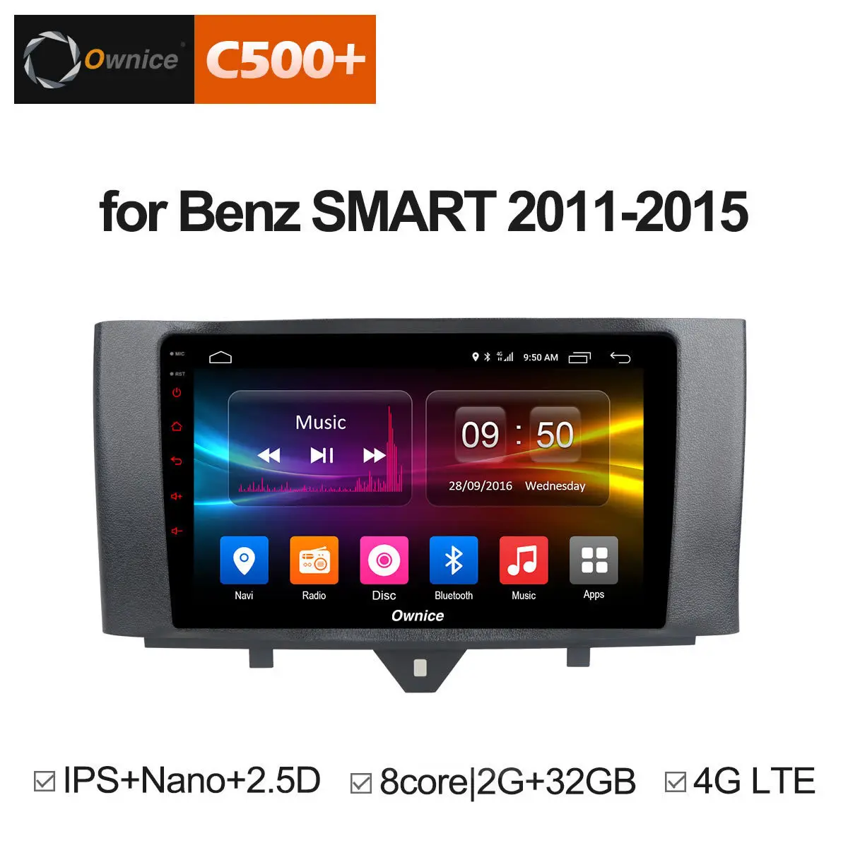 9 Inch Screen IPS Android 8.1 Unit Car DVD GPS Navigator Radio Stereo Multimedia for Benz Smart 2011 2012 2013 2014 2015 DAB+ PC