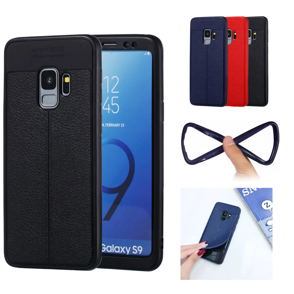 

FQYANG 360 Degree Protection Phone Case For Samsung S9Plus NOTE9 Soft Litchi Leather Pattern Cover For Coque Samsung J7 J5 J3 S8