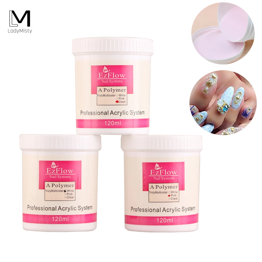 

120g Acrylic Powder Clear Pink White Carving Crystal Polymer 3D Nail Art Crystal Powders Poly Gel Tips Builder for Nails