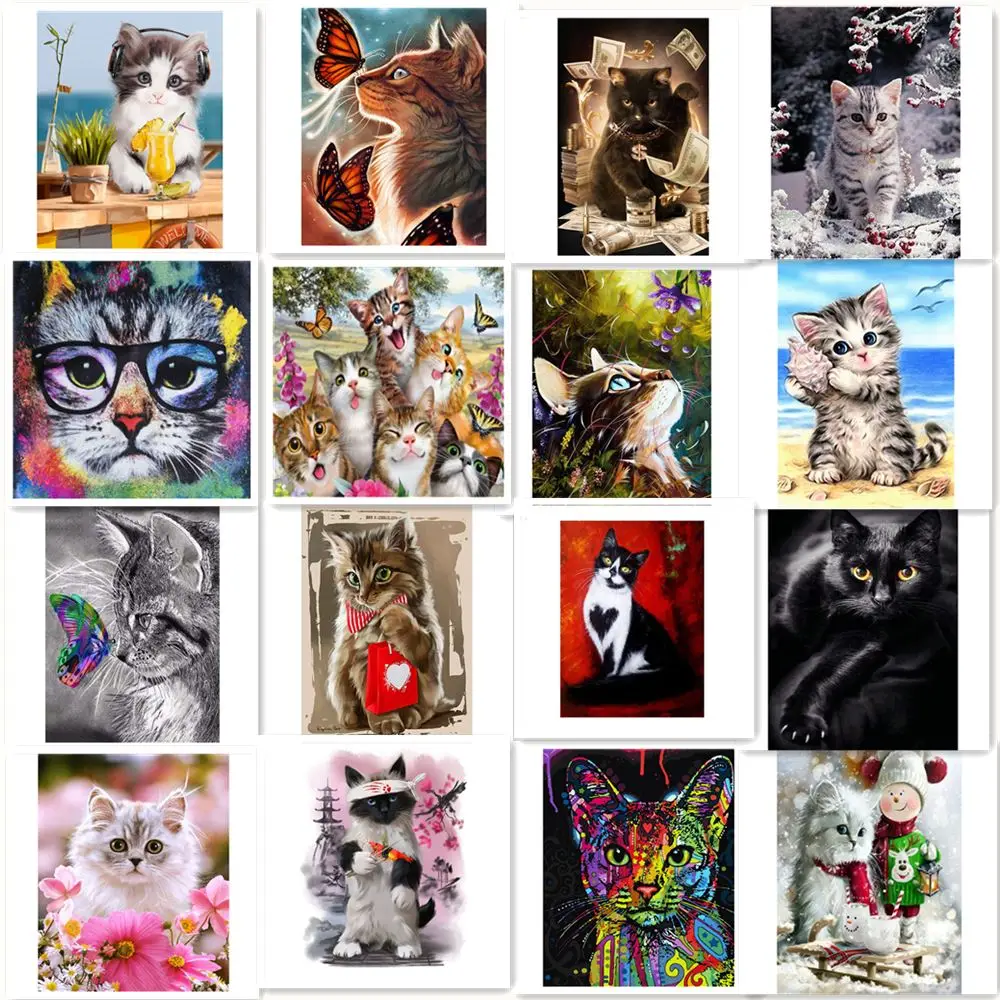 

Diamond Painting Full Round 5D Cat Diamond Embroidery Cross Stitch Cats Rhinestones Mosaic Animals Kitten Art Pictures Free Ship
