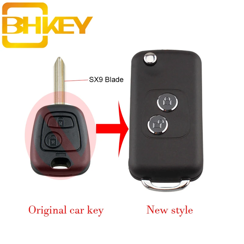 

BHKEY For Citroen C1 C2 C3 Saxo Xsara Picasso Berlingo 2Buttons SX9 Blade Remote key shell Case