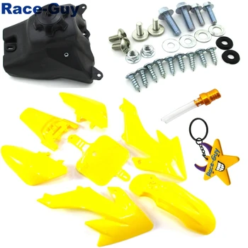 

Yellow Plastic Fairing Fender Body Kits + Mounting Screws + Fuel Tank + Vent Valve For XR50 CRF50 Chinese Pit Dirt Trail Motor B