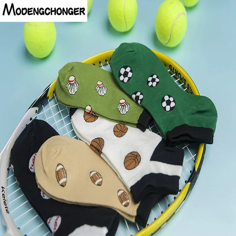 

New Fashion Unisex Creative Harajuku Letter Cotton Short Socks Comfortable Sport and leisure Football Pattern Socks Dropshipping
