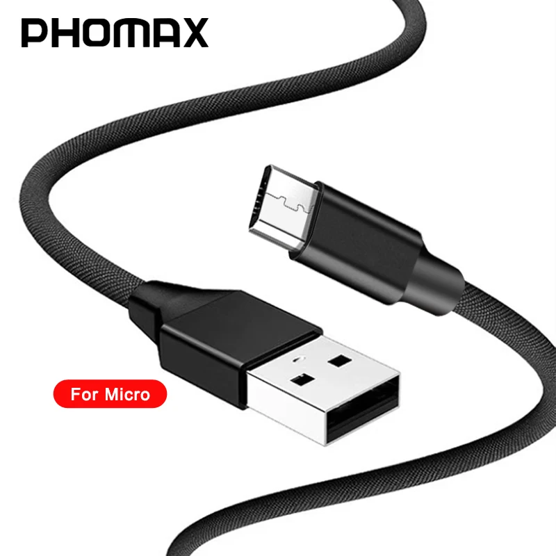 PHOMAX 2.4A Micro USB кабель нейлоновый кабель для быстрой зарядки мобильного телефона для samsung s9 s8 htc huawei Xiaomi кабель для синхронизации данных и зарядки