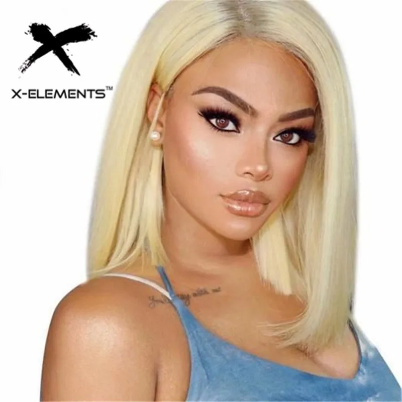 13*4 Lace Front Human Hair Wigs Honey Blonde 613 Short Bob Wig Brazilian Straight Lace Front Wig Human Hair Wigs For Women - Цвет: #613