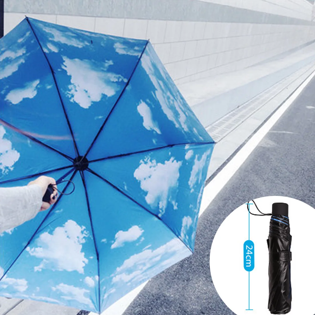 

Nice 6 styles Novelty Middle Finger Design Black transparent sakura sky and cloud Umbrella Cool Fashion Impact Umbrella 3 Fold