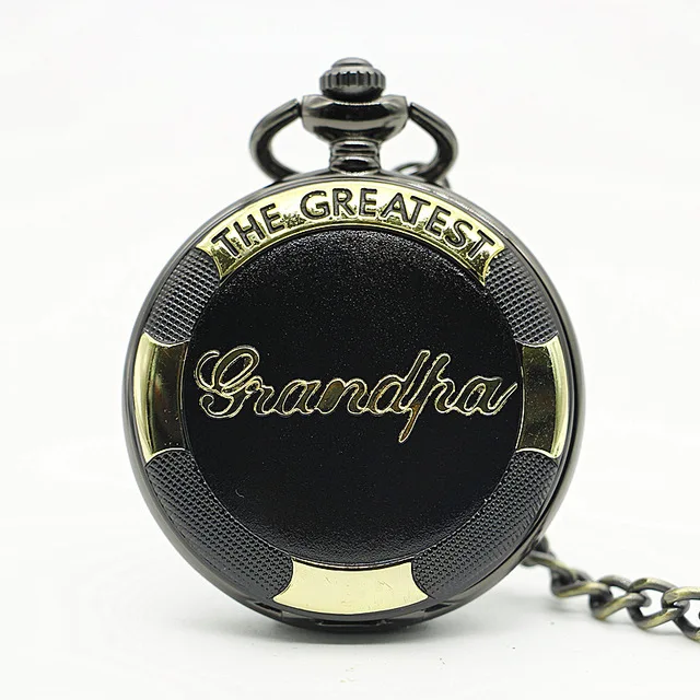 Лучший бренд Black THE GREATEST Dad Quartz старинные карманные часы Fob Chain Pendent Men Father's Gifts Relogio