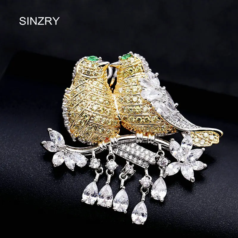 Beste SINZRY elegante Nieuwe zirconia micro verharde liefde vogels dressing broche pin lady sjaal gesp sieraden accessoire