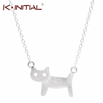 1Pcs 925 sterling Silver Cute Cats Necklaces & Pendants Cat Silver Necklaces Jewelry Women Fashion Collar Colar Drop Shipping
