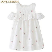 Платья для девочек с надписью «LOVE DD& MM» г. Новая летняя детская одежда модная жилетка без бретелек с цветочным рисунком для девочек платье принцессы
