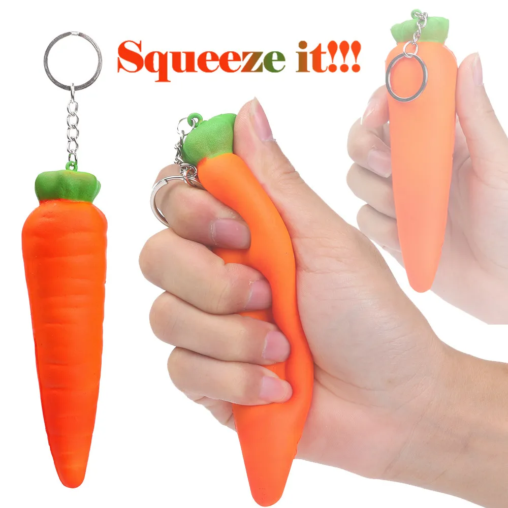 

14cm Simulation Carrot Squishy Vegetable Slow Rising Squishies Simulated Scented Squishy food keychains kids Antistress Toy