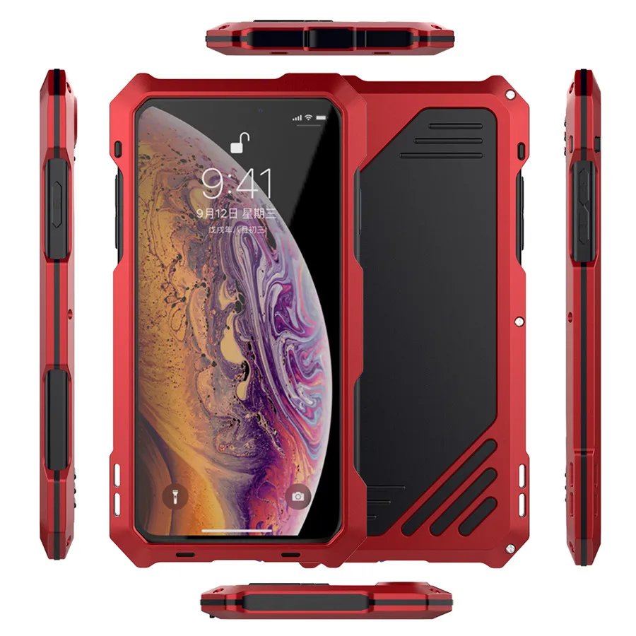 درع حقيبة لهاتف أي فون Xs ماكس Xr فاخر معدن إطار سيليكون الوفير للصدمات 360 حماية + زاوية واسعة عدسة عين سمكة دقيقة عدة درع حقيبة لهاتف أي فون Xs ماكس Xr فاخر معدن إطار سيليكون الوفير للصدمات 360 حماية + زاوية واسعة عدسة عين سمكة دقيقة عدة