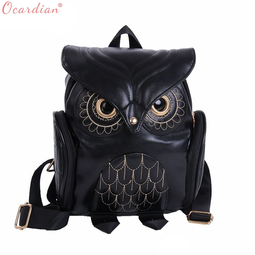

OCARDIAN Fashion Cute Owl Backpack Women Cartoon School Bags For Teenagers Girls PU Leather Women Backpack Brands Mochila N12