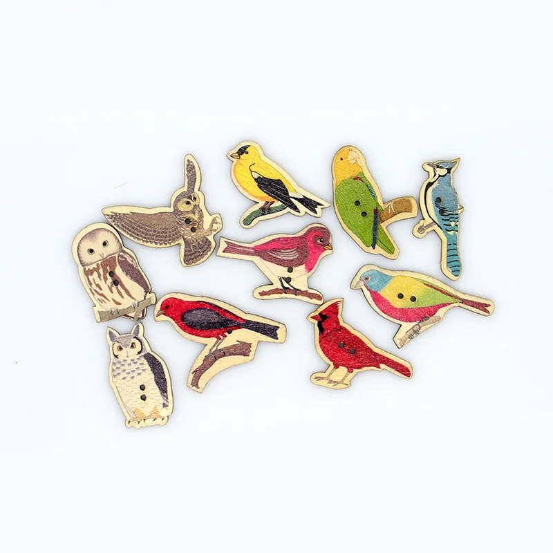 50 шт. разноцветные ботинки с птицами 40 х20 мм|printed wooden buttons|wooden buttons scrapbookingwooden |