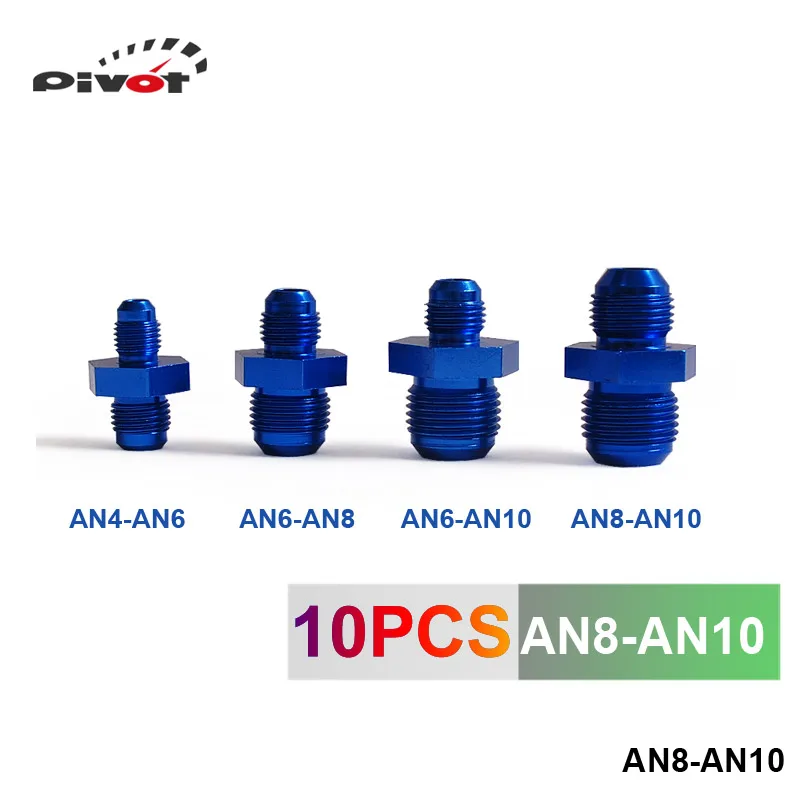 Pivot - Hose End Fitting/ Oil cooler fitting  AN8-AN10 for BRAIDED HOSE FUEL OIL WATER (blue,H Q) TK-FITTING AN8-AN10