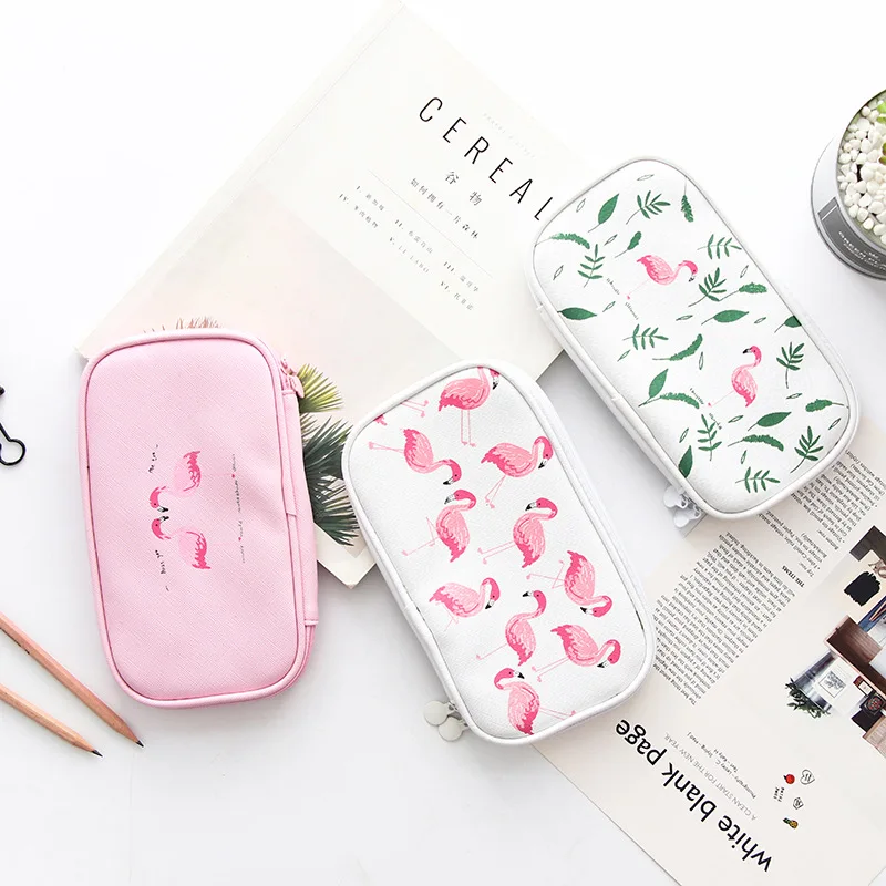

1Pcs Kawaii Pencil Case Cartoon Flamingo Gift Estuches School Pencil Box Pencilcase Pencil Bag School Supplies Stationery