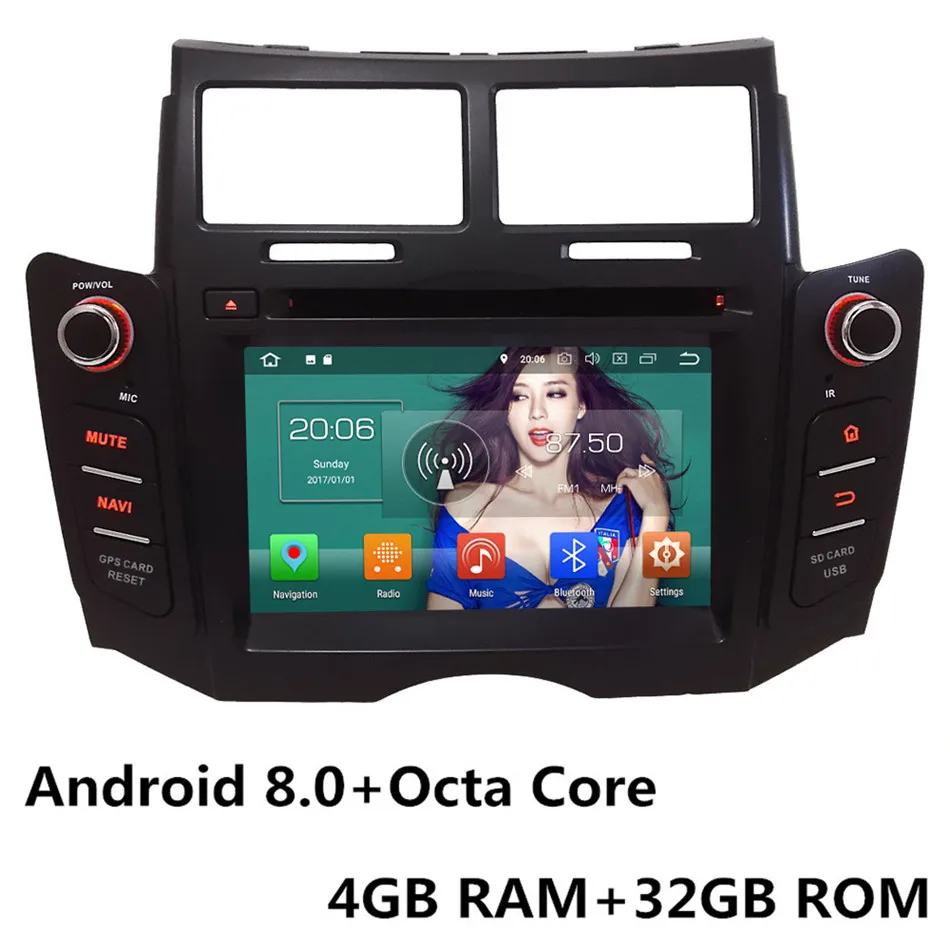 Восьмиядерный 4G Android 8,1 4 Гб ram 64 Гб rom RDS автомобильный DVD мультимедийный плеер радио головное устройство gps ГЛОНАСС для Toyota Yaris 2005-2013 - Цвет: Android 8.0 x 32GB