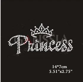 

10pcs/lot Fashion"princess" with crown hotfix rhinestone Heat transfer design iron on rhinestone motif(ss-1561)