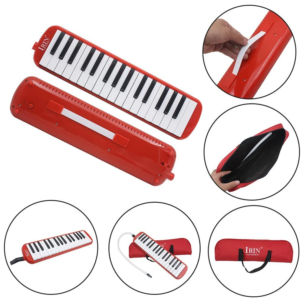 IRIN 1 set 32 Key Piano Style Melodica With Box Organ Accordion Mouth Piece Blow Key Board (Red