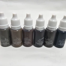 6 шт краска для тату набор краски 15 мл(1/2 унции) Перманентный макияж бровей подводка для глаз коричневый черный цвета