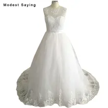 Fashion Elegant Ivory Ball Gown Lace Wedding Dresses 2018 with Illusion Back Formal Women Bridal Gowns with Bow robe de mariee