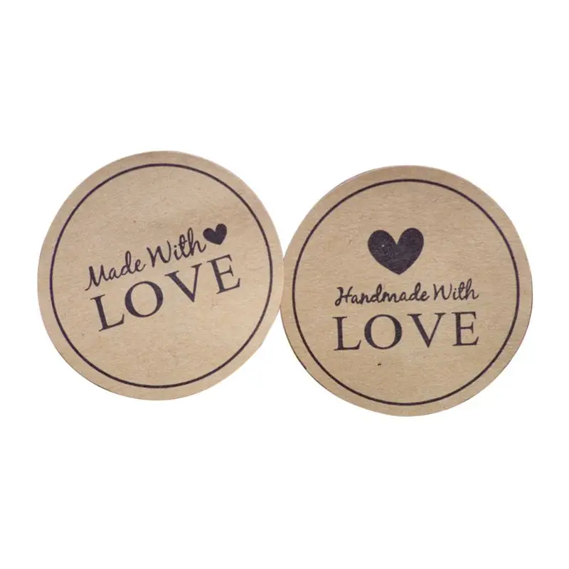 

120pcs Handmade With Love Heart Sticker DIY 38mm Sealing Labels For Box Gift Packing Kraft Cooking DIY Tags
