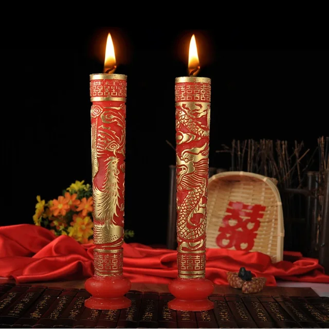 Chinese Traditional Candles Paraffin Wax Dragon Phoenix General Candle for Mariage Wedding